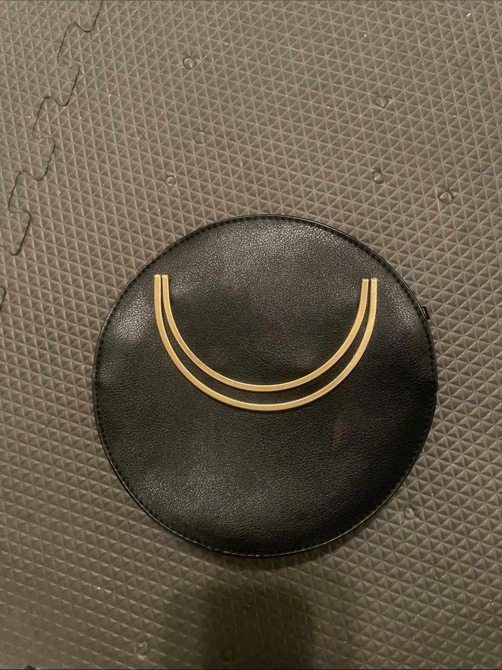 Black Round Crossbody Bag by Anthropology with Gold Accent